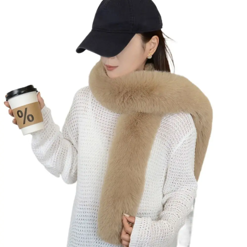 Vintage 130cm Fake Fur Long Scarf Thick Solid Color Winter Fluffy Scarf Soft Fur Decor Luxury Wraps Shawl Autumn Winter