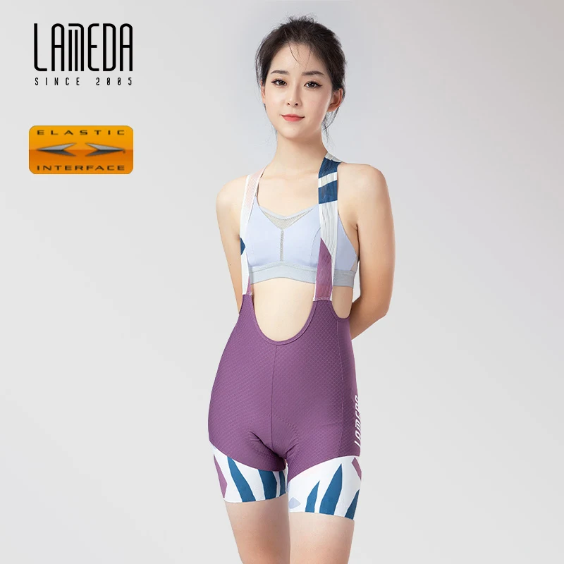 

LAMEDA Cycling Bib Shorts Anti-UV 400 Double Arrow Elastic Interface Overalls Summer Women MTB Road Bike Tight Short Pants