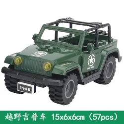 Military Humvee Jeep Building Bricks Set with Action Figures - Classic Toy (TBS-J772-green)
