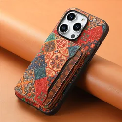 Elegant Flower Embossed Leather Phone Case with Magnetic Closure and Card Holder - iPhone 13 (Winter)
