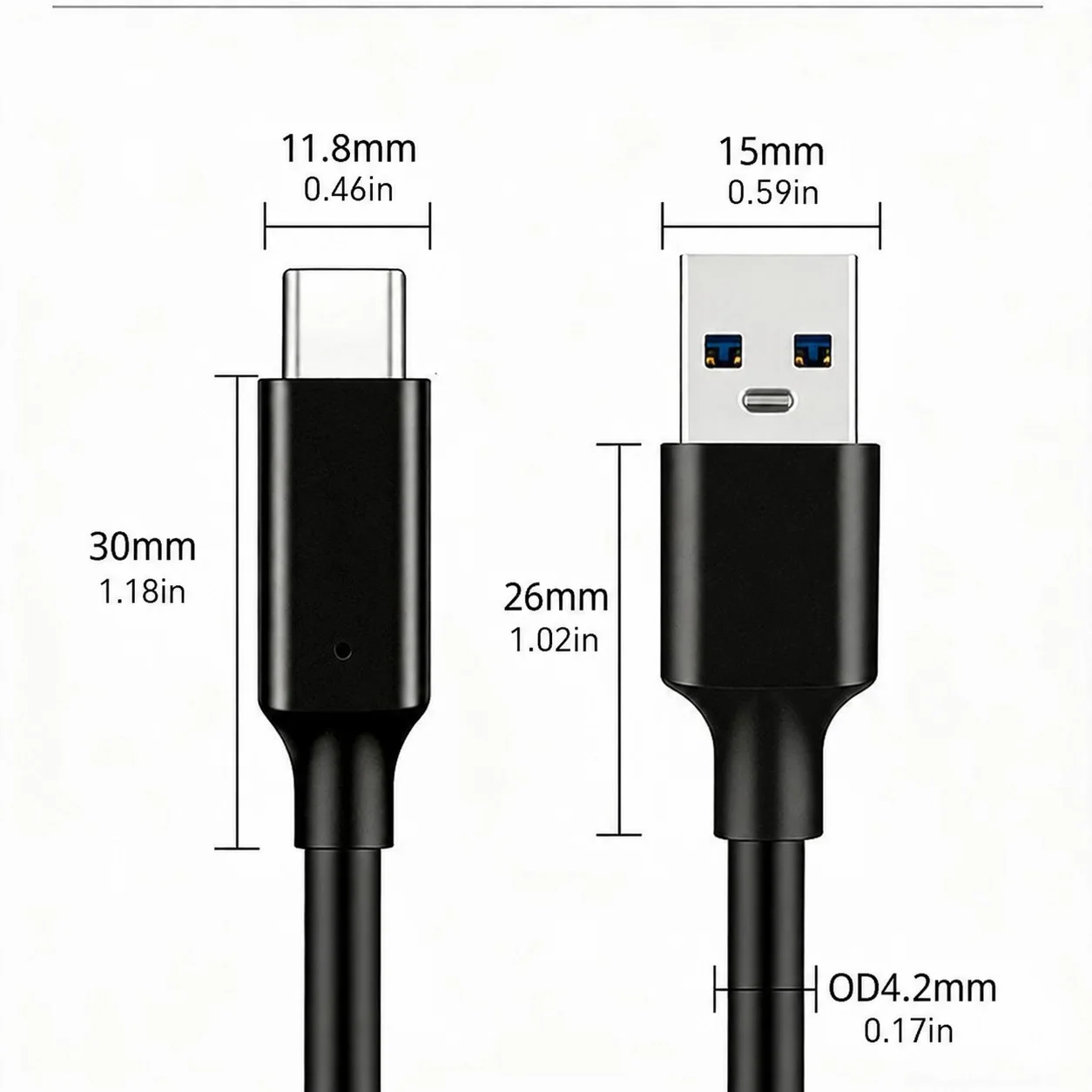 USB 3.2 타입 C to A 케이블 10Gbps 60W PD 고속 충전 데이터 전송 (갤럭시 S23 S22 노트 20 픽셀 아이패드 프로 SSD 안드로이드 오토용)