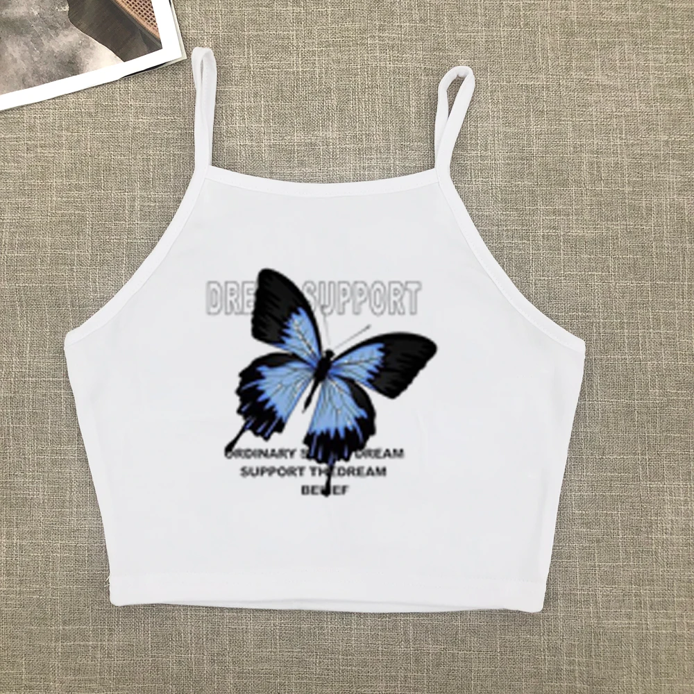 Full-shoulder cotton short-sleeved T-shirt women summer new spice girls high waist slim short crop clothes sweet and spicy