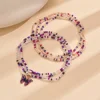 2pcs/Set Multicolor Beads Purple Butterfly Pendant Anklets For Women Foot Chains Ankle Bracelet Beach Jewelry Summer Accessories