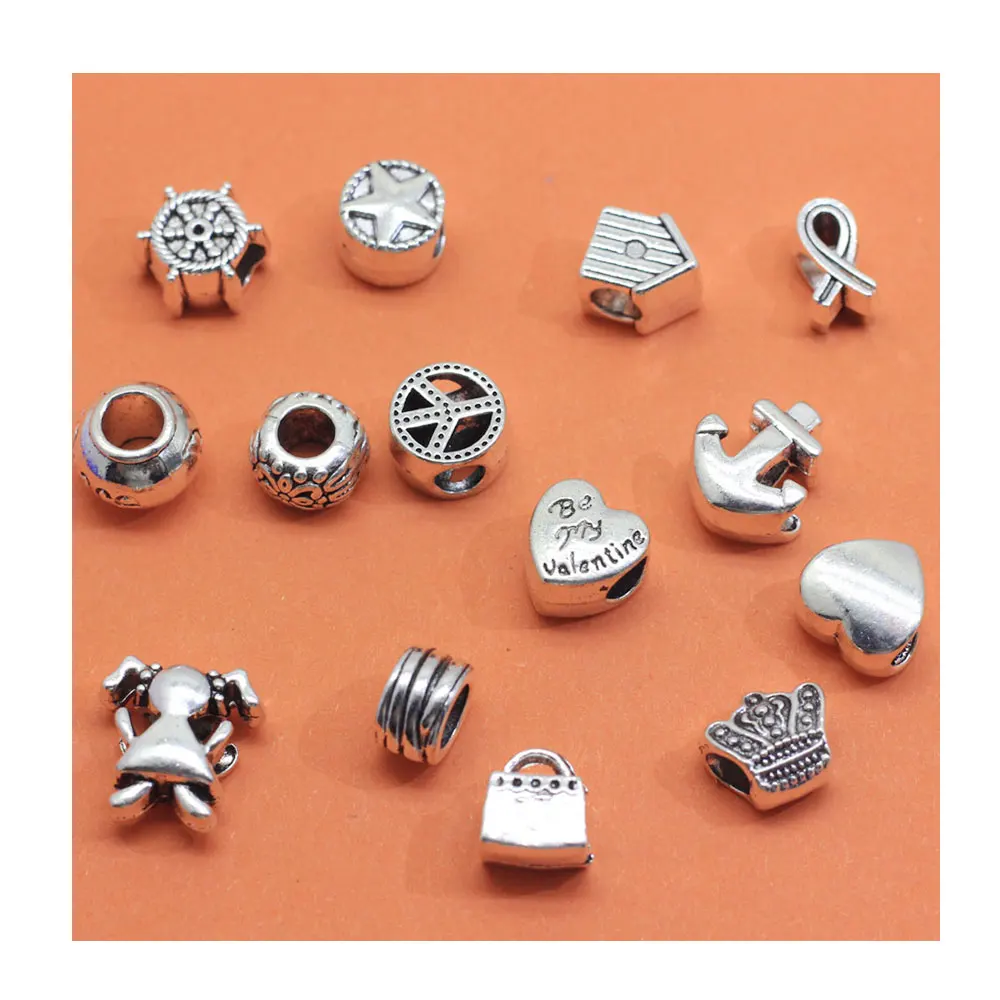 

Mixed 100pcs Alloy Charms Pendants Rose Heart Skull Alloy Charms Beads For DIY Jewelry Making Brand Bracelets Bangles