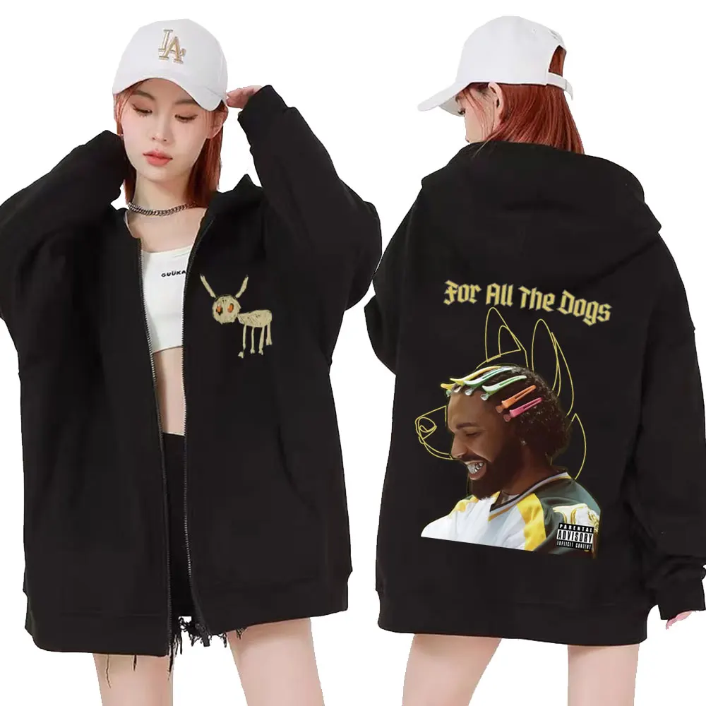 

Drake for All The Dogs Funny Graphic Zip Up Hoodies Men's Women Fashion Hip Hop Pullovers Oversized Casual Zipper Hoodie Jackets