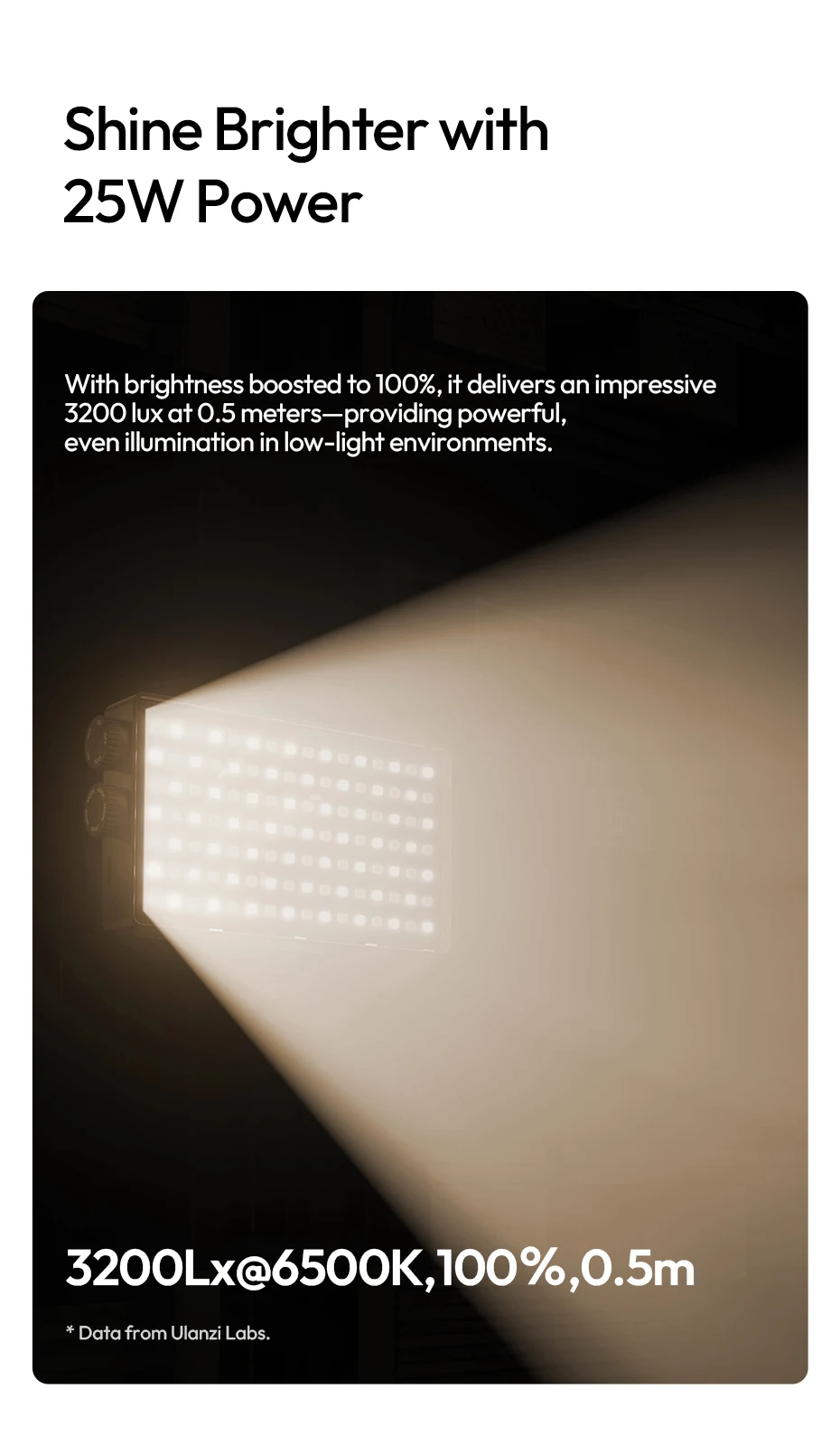 25W High-Power Pocket Light Portable Fill Light 2700K-6500K Video Light with Aut