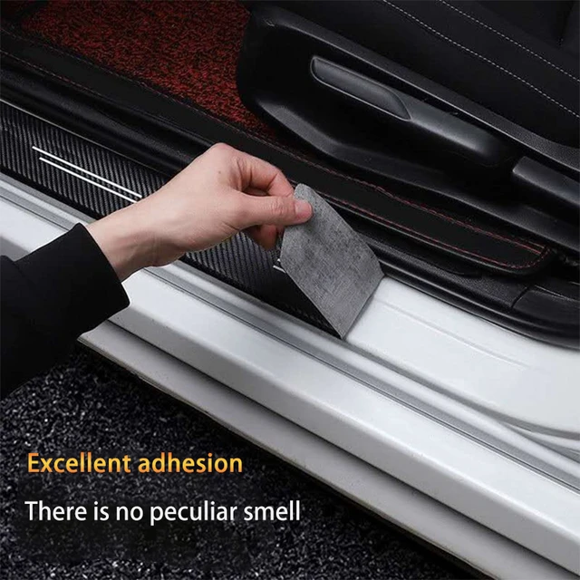 4Pcs Auto Tür Sill Carbon Faser Leder Protector Aufkleber für