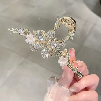 Hair Clip Rhinestone Accessories Metal Hair Claw Pearl Hairpins Vintage Style Silver Hair Claws Barrettes for Women 2