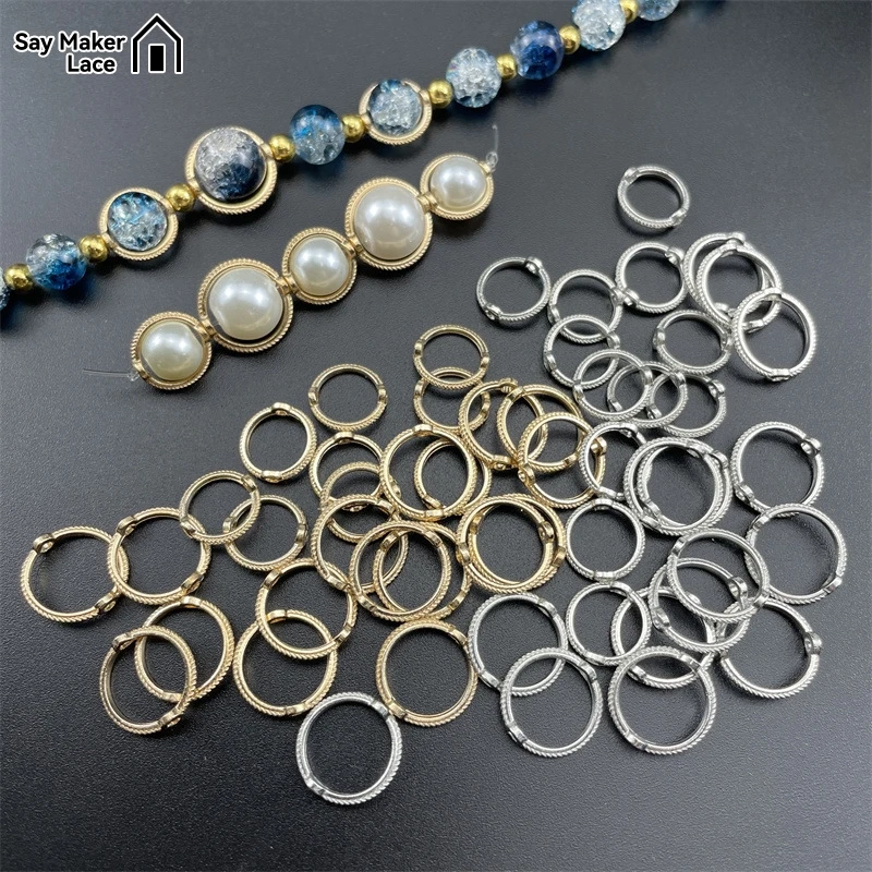 

10pcs Antique Round Frame Wrapped Bead Connect Rings Spacer Beads Through Hole Beading Cap DIY Bracelet For Jewelry Making