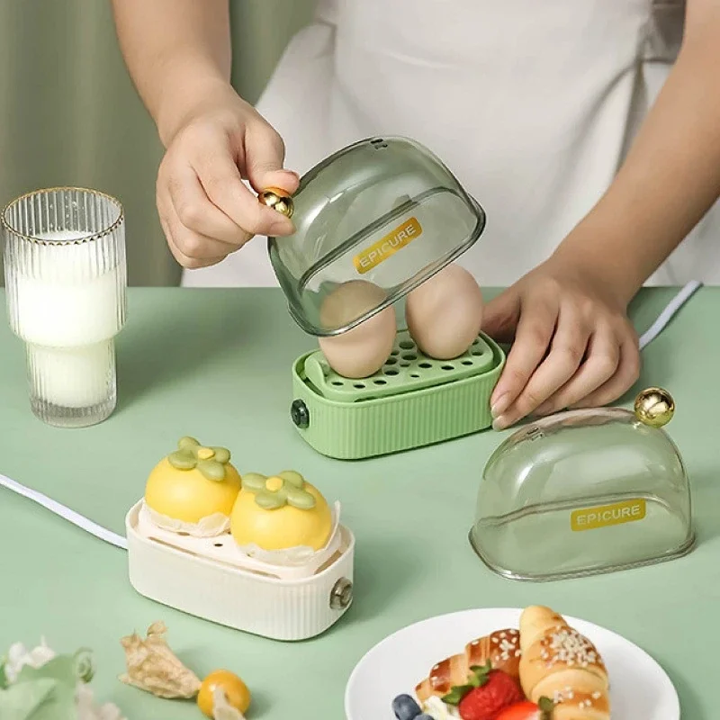 120W 220V Electric Egg Boiler Poacher Automatic Power Off Mini Breakfast Machine Egg Cookers 2 Eggs Portable Food Steamer