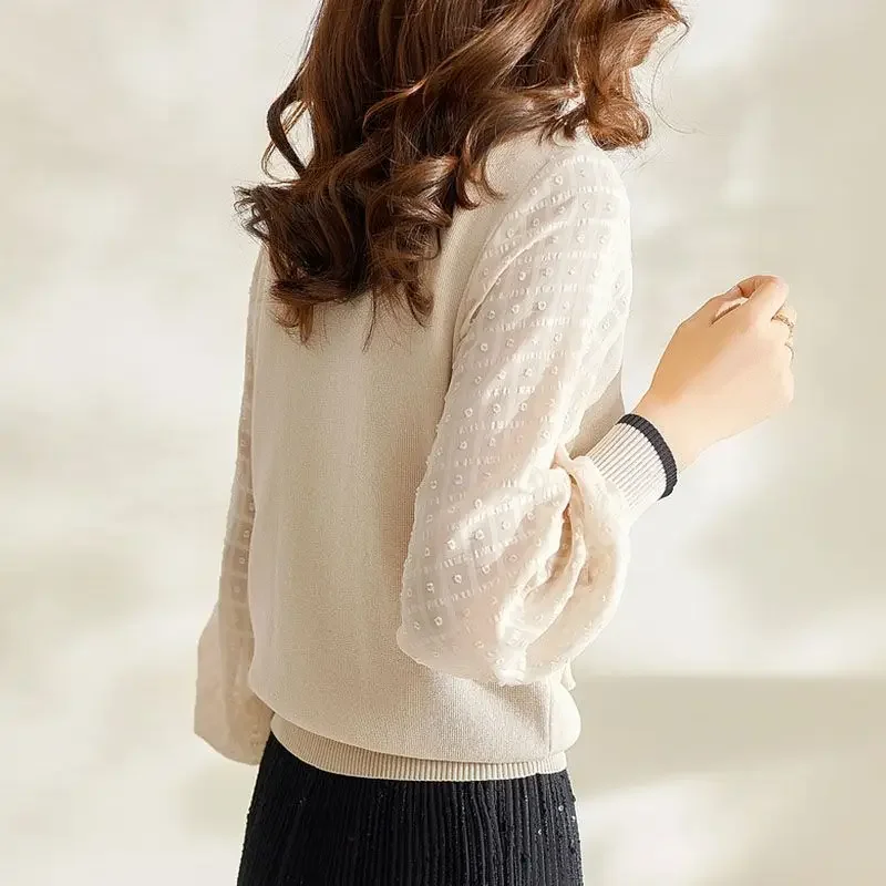 Autumn Office Lady Chic New Elegant Young Style Preppy Style Chic Shirt Women Long Sleeve Peter Pan Collar Bow Loose Casual Top