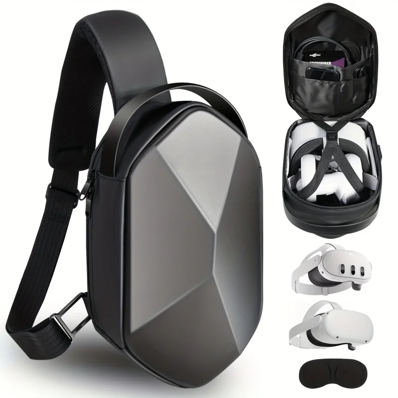 

Fashion Hard Travel Case For Meta 3/Quest 2, Expandable Capacity Compatible With Kiwi Design/BOBOVR All Elite Head Strap Access