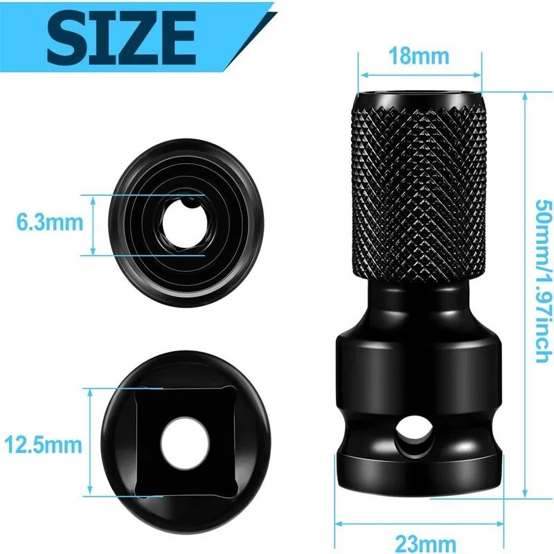 1/2" Square To 1/4" Hex Ratchet Socket Wrench Socket Adapter Spanner Set Drive Converter Universal Adaptive Impact Tool 4