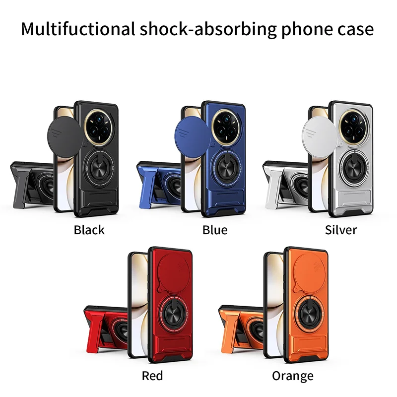 Armor Phone Case with Lens Protection and Magnetic Ring Stand Holder