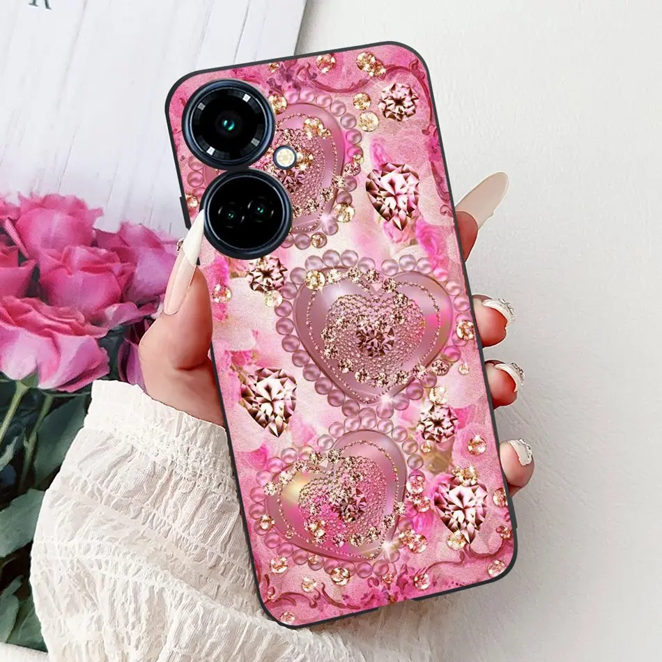 Elegant Butterfly Cat Black Silicone Soft Phone Case