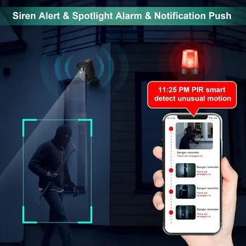 Security Cameras Wireless Outdoor, 1080P Battery Powered AI Motion Detection Spotlight Siren Alarm WiFi Surveillance Indoor Home 4
