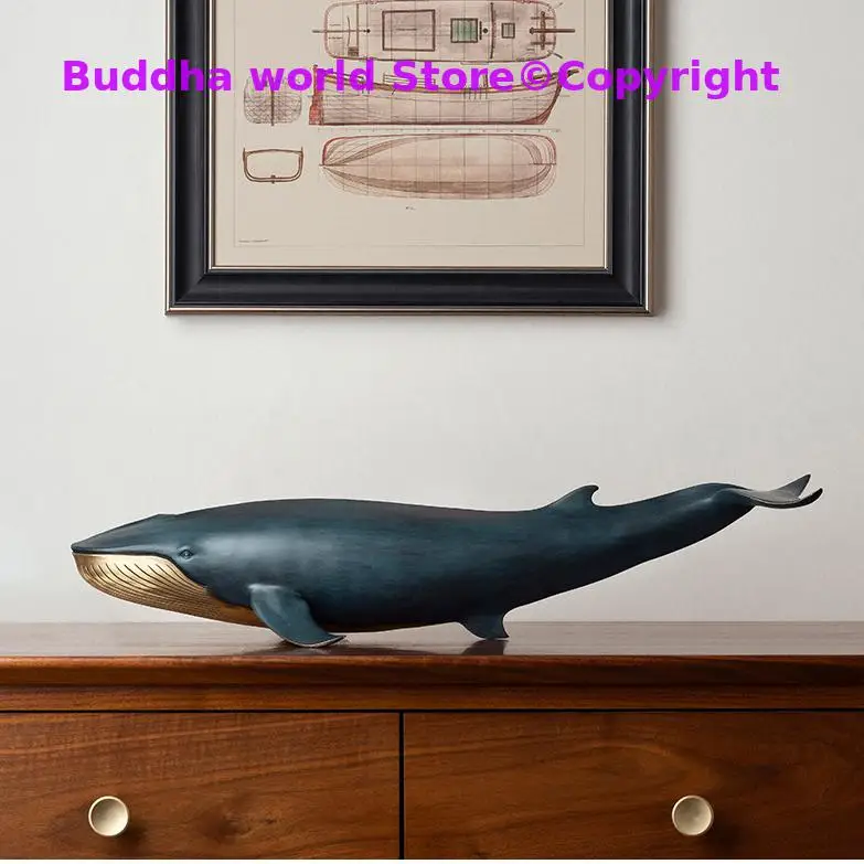 

Large High grade decorative art Bronze carving Good luck whale fish Home store company bring fortune luck FENG SHUI statue