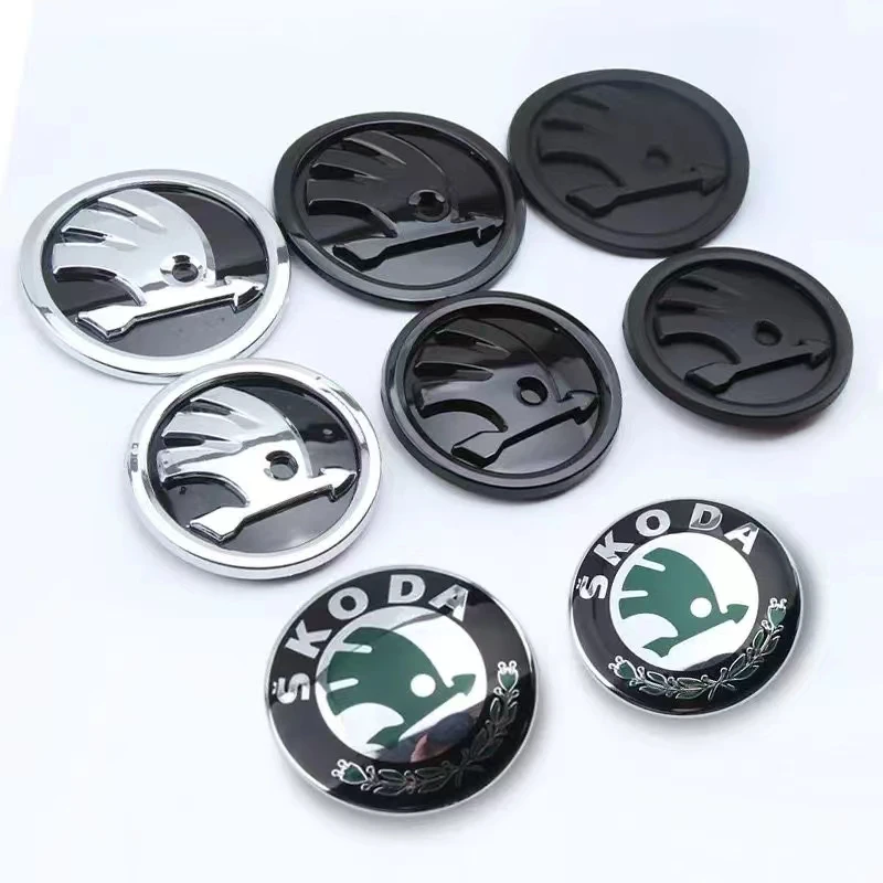 

Car Front Hood Emblem sticker Rear Trunk Emblem Badge Sticker for Skoda Rapid Fabia Octavia Laura Superb Karoq Kodiaq VRS Yeti