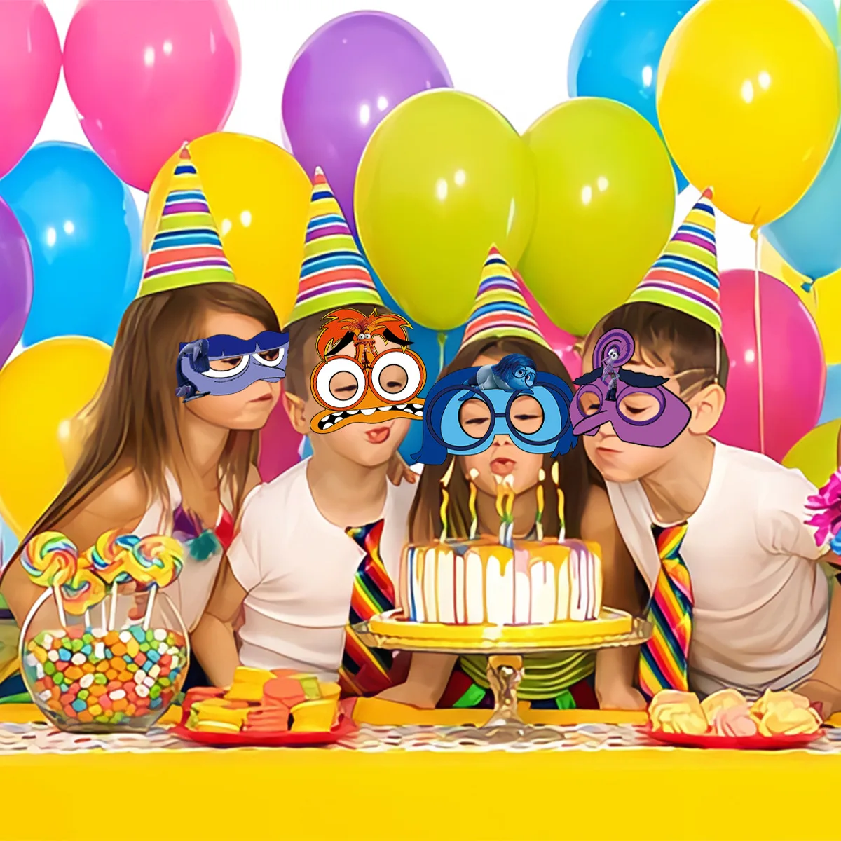 Face Mask 12Pcs/Set Inside Out Birthday Party Kids Costume
