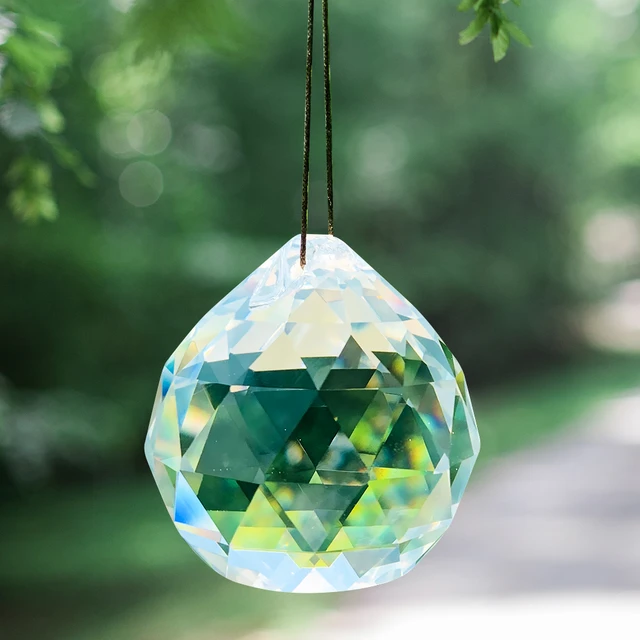 Boule de verre en cristal clair, prisme à facettes, attrape