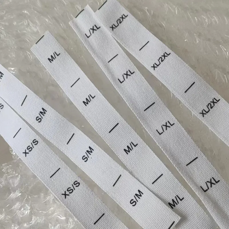 Description Picture 3 of item50pcs Double Size Label for adult Pure White Cotton Garment Sizing XS/S S/M M/L L/XL XL/2XL Print Cloth Size Labels