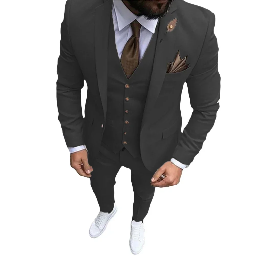 Fashion High Quality Beige Mens Suits Smart Cusual 3 Piece Slim Fit Male Blazer Wedding Groom Tuxedos Costume Homme