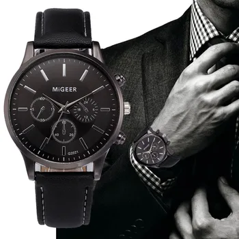 Men’S Handsome Casual Business Style Quartz Watch Fashionable And Minimalist Steel Dial Luxury Artificial Leather Watches