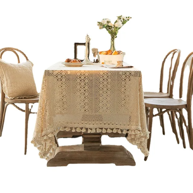 Vintage Vidéki Minimalista Terítő Üreges Szövés Északi Téglalap Alakú Szövet Könnyű Luxus Csipke Asztal - Image 6