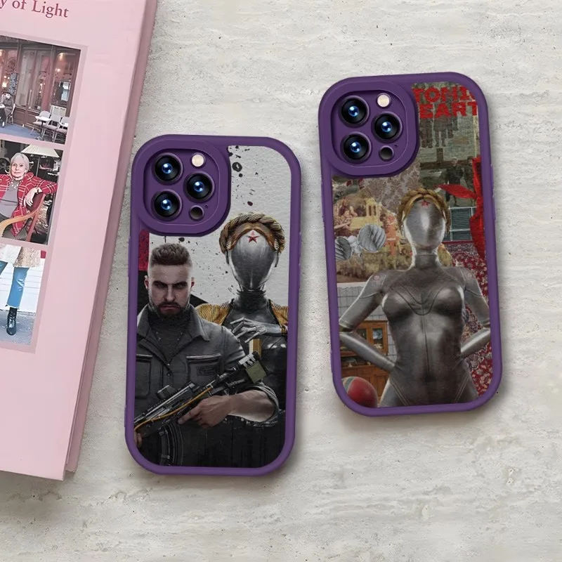 Gioco Atomic Heart Custodia Per Telefono In Pelle Viola Per Iphone 13 11 14 12 Pro Max Mini Xs X Xr 7 8 Plus Se2020 Cover In Silicone Texture