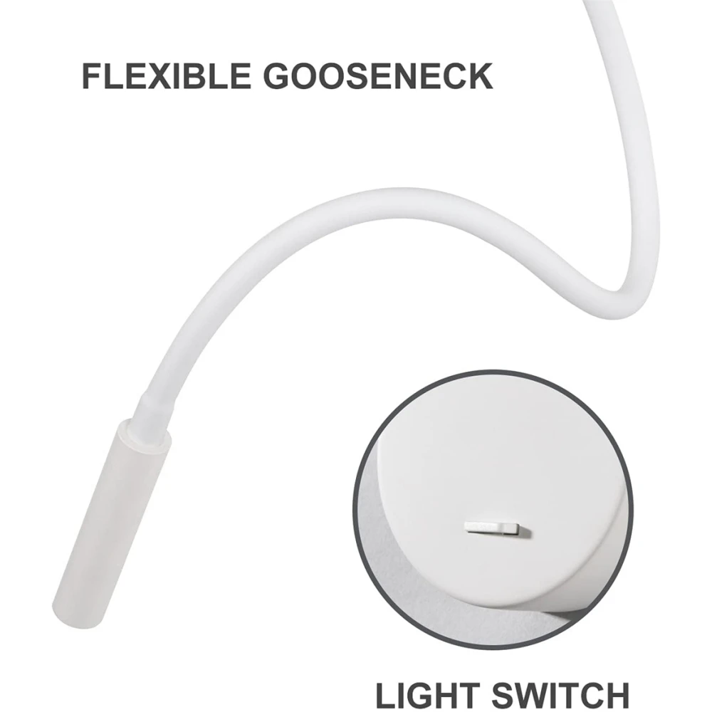 Tokili Adjustable Gooseneck Book Lamp Bed W Switch Indoor Wall Mounted Night Sconces Indirect Lighting Decor 3W LED AC100-240V