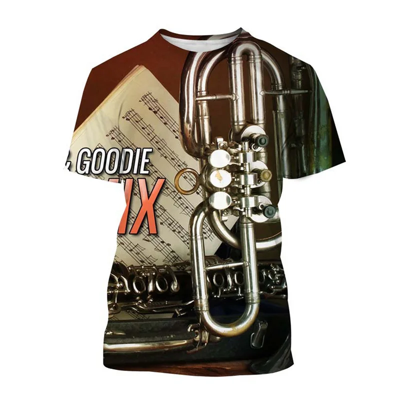 

Jazz Saxophone 3D Printing T-shirt Men Musical Instruments Pattern Summer Casual Short-sleeved Tees Hip-hop Oversized T Shirt