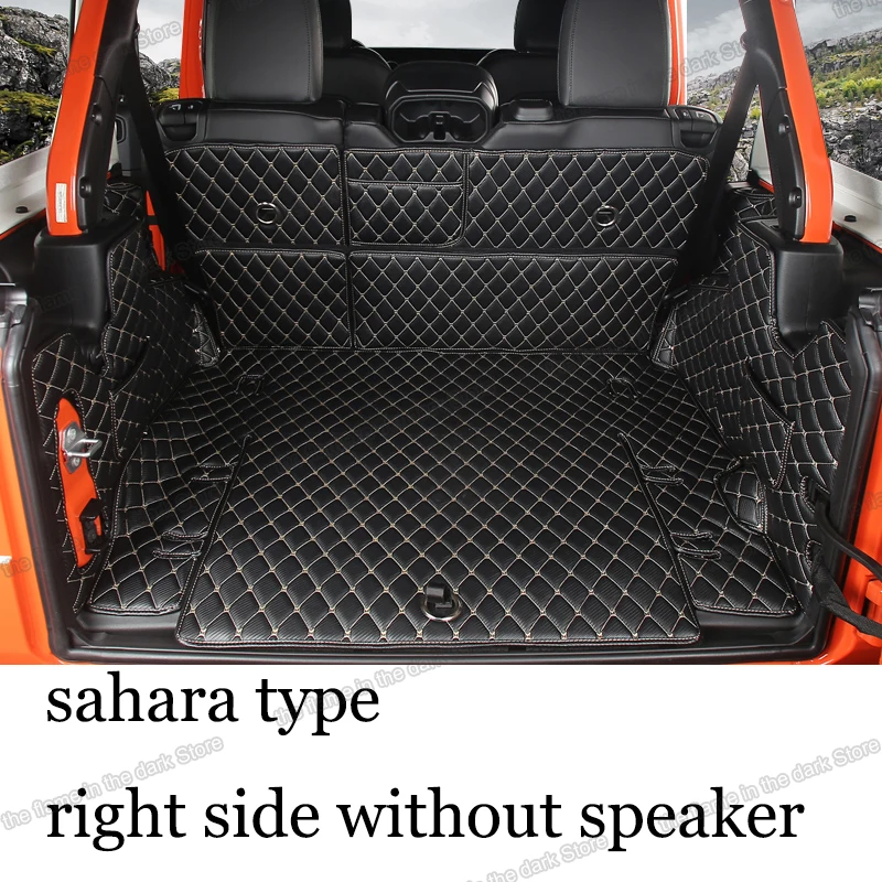 

leather car trunk mat cargo liner for jeep wrangler 2018 2019 2020 JL luggage boot carpet accessories rubicon sahara 2021 2022