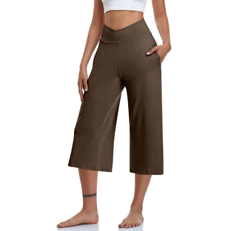 Spring Summer Women Pants Straight Knee-Length Trousers Casual Solid Elastic Waisted Bottom Soft High Quality For Female 5