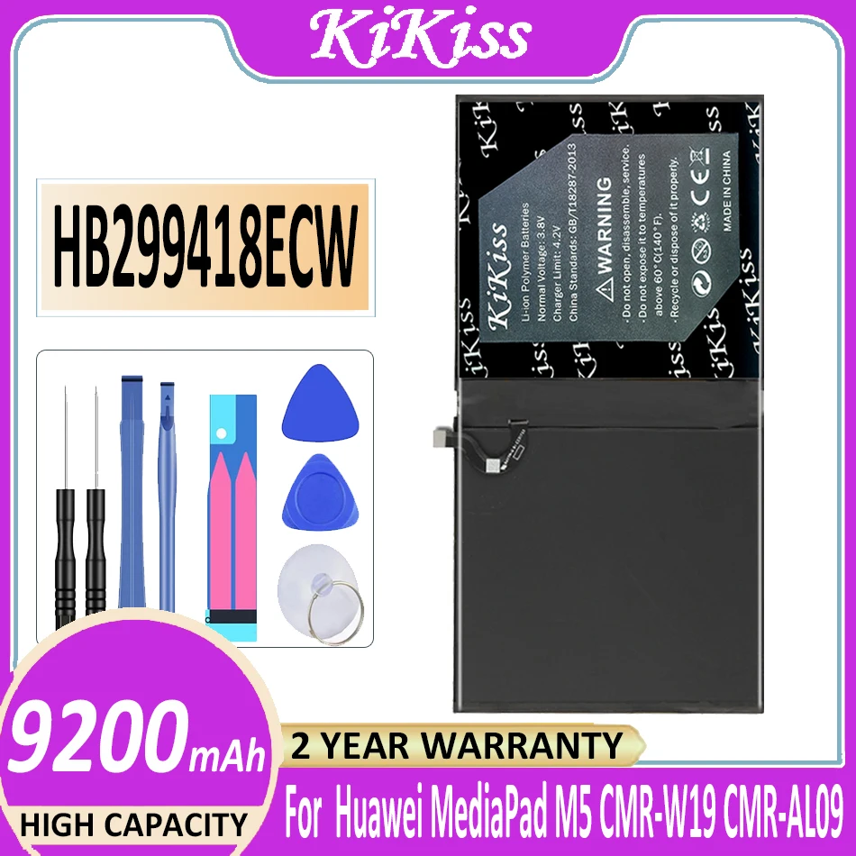 

KiKiss Replacement 9200mAh Battery HB299418ECW For Huawei MediaPad M5 CMR-W19 CMR-AL09 BAH2-L09 Phone Powerful Battery