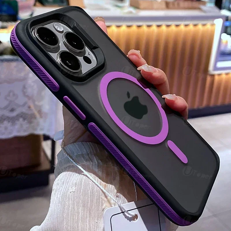Bicolor Matte Frosted Magnetic Translucent Shockproof Phone Case