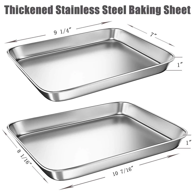 Baking Sheet Pans For Toaster Oven, Small Stainless Steel Cookie Sheets  Metal Bakeware Pan, Sturdy 