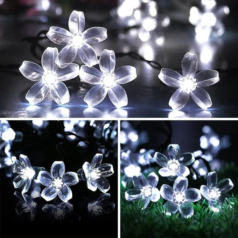 10/30/50LED Battery Powered Cherry Blossom String Lights Fairy Crystal Flowers Lighting Strings Waterproof Lamps Home Decoration