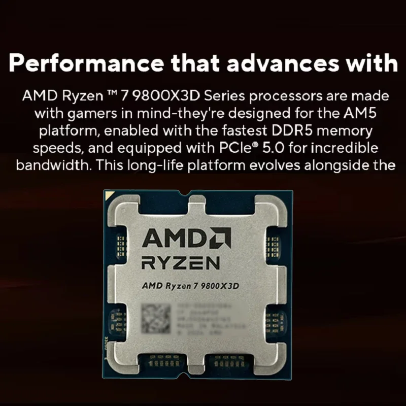 AMD 라이젠 7 9800X3D R7 9800X3D Zen5 4nm 8코어 16스레드 최대 5.2GHz 96MB 3D V-캐시 언락 CPU DDR5 PCIe5.0 AM5 루즈 트레이 쿨러 미포함