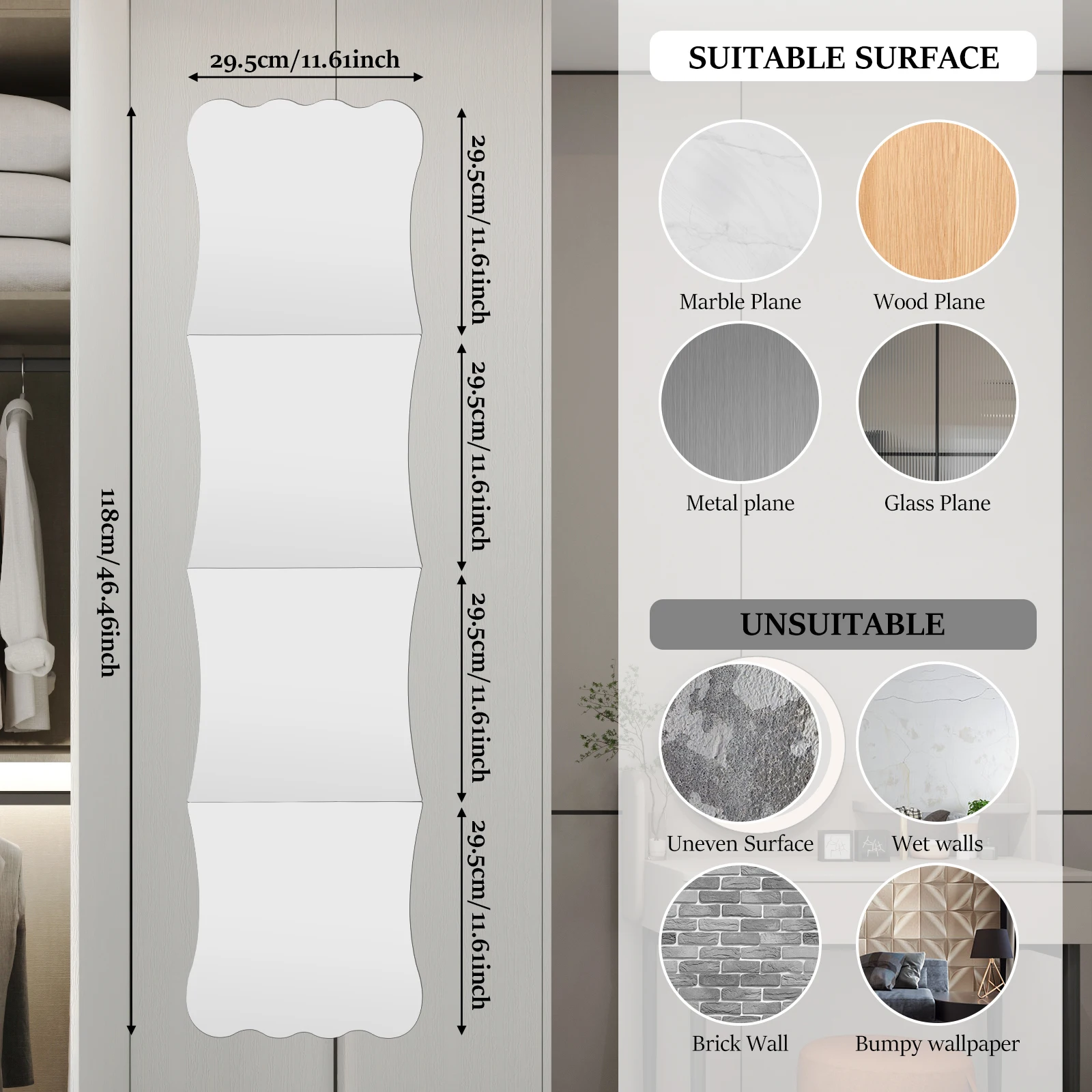 Acrylic Full Length Wall Mirror Tiles HD Anti Fog Wall Mirror DIY Non Glass Safety Body Mirrors Self Adhesive Sheets