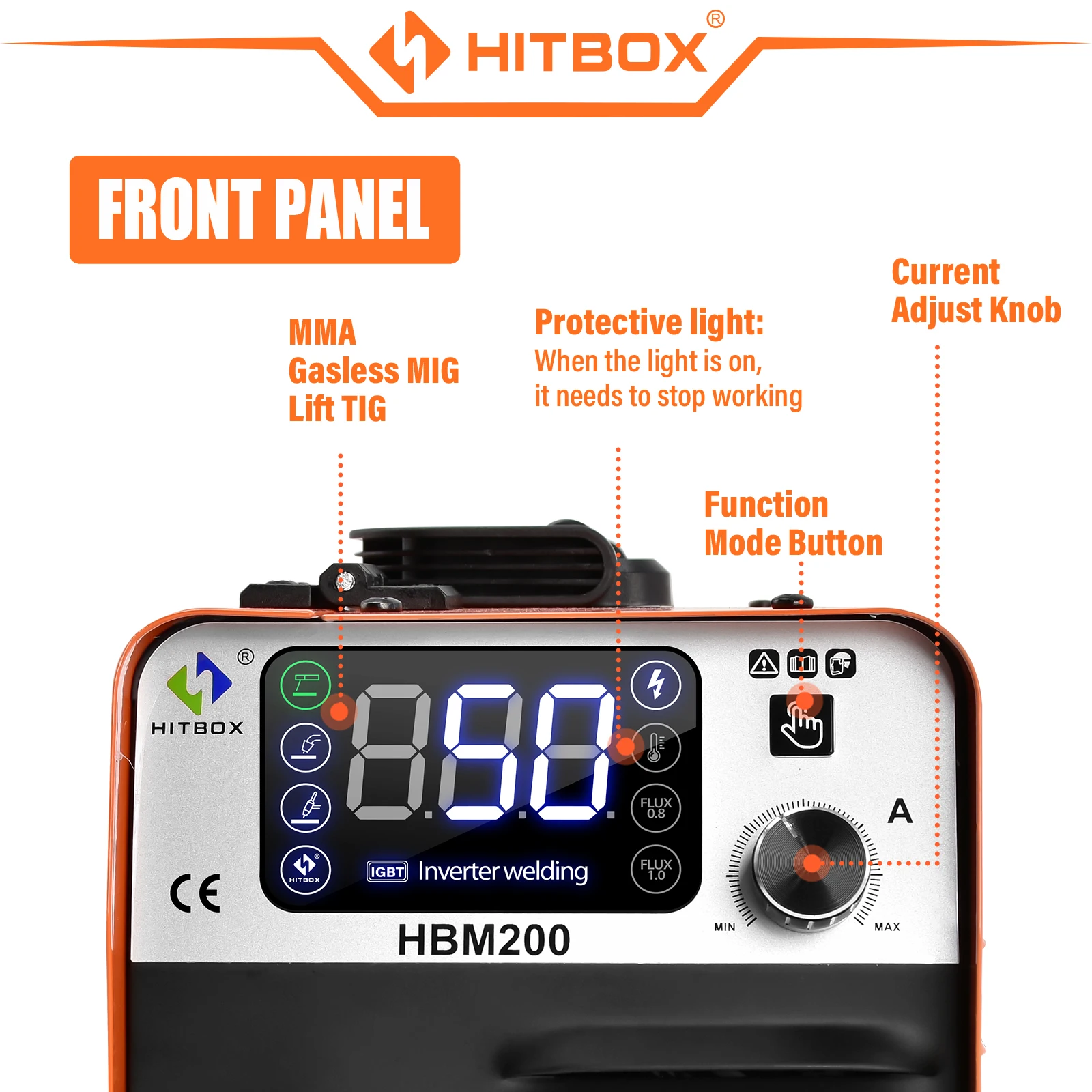 HITBOX 3 in1 HBM200 Welding Machine MIG Semi-automatic Without Gas Inverter MIG Gasless MMA Lift TIG Welder 2