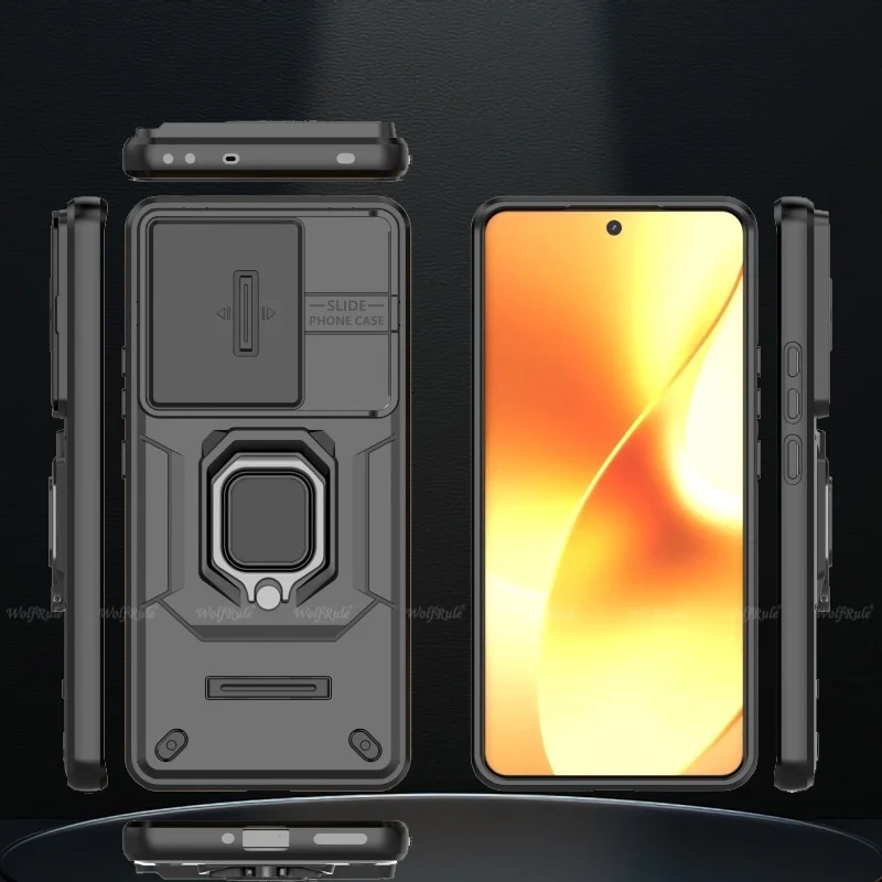 Shockproof Phone Case with Lens Protective Ring Holder - Durable Bumper Cover