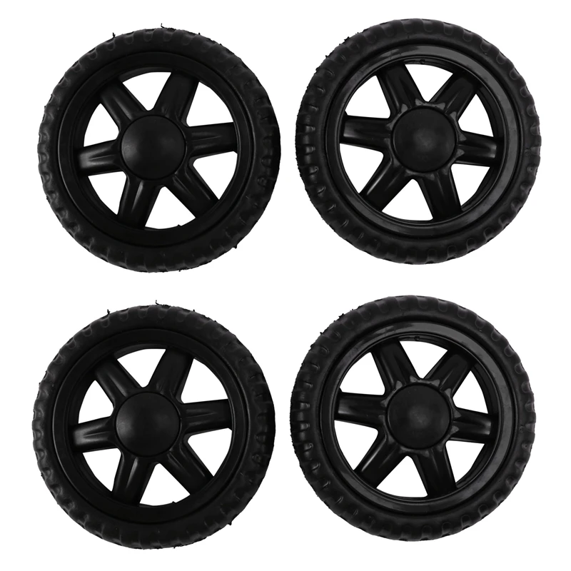 Rubber Hot Wheel Travelling Luggage Cart-Black (4 Pieces)