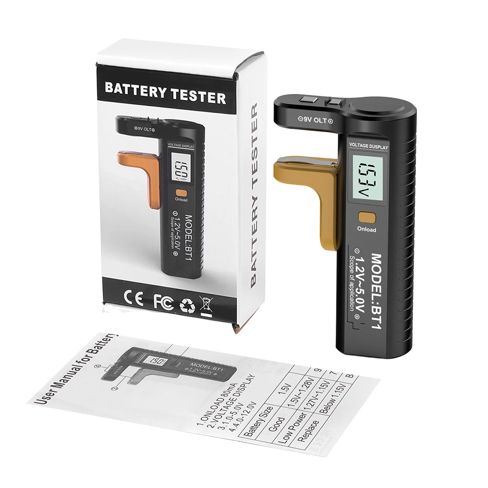 LCD Digital Battery Tester Battery Capacity Check Detector Volt Measure Measurements Tester AA/AAA/C/D Button Cell Measurement