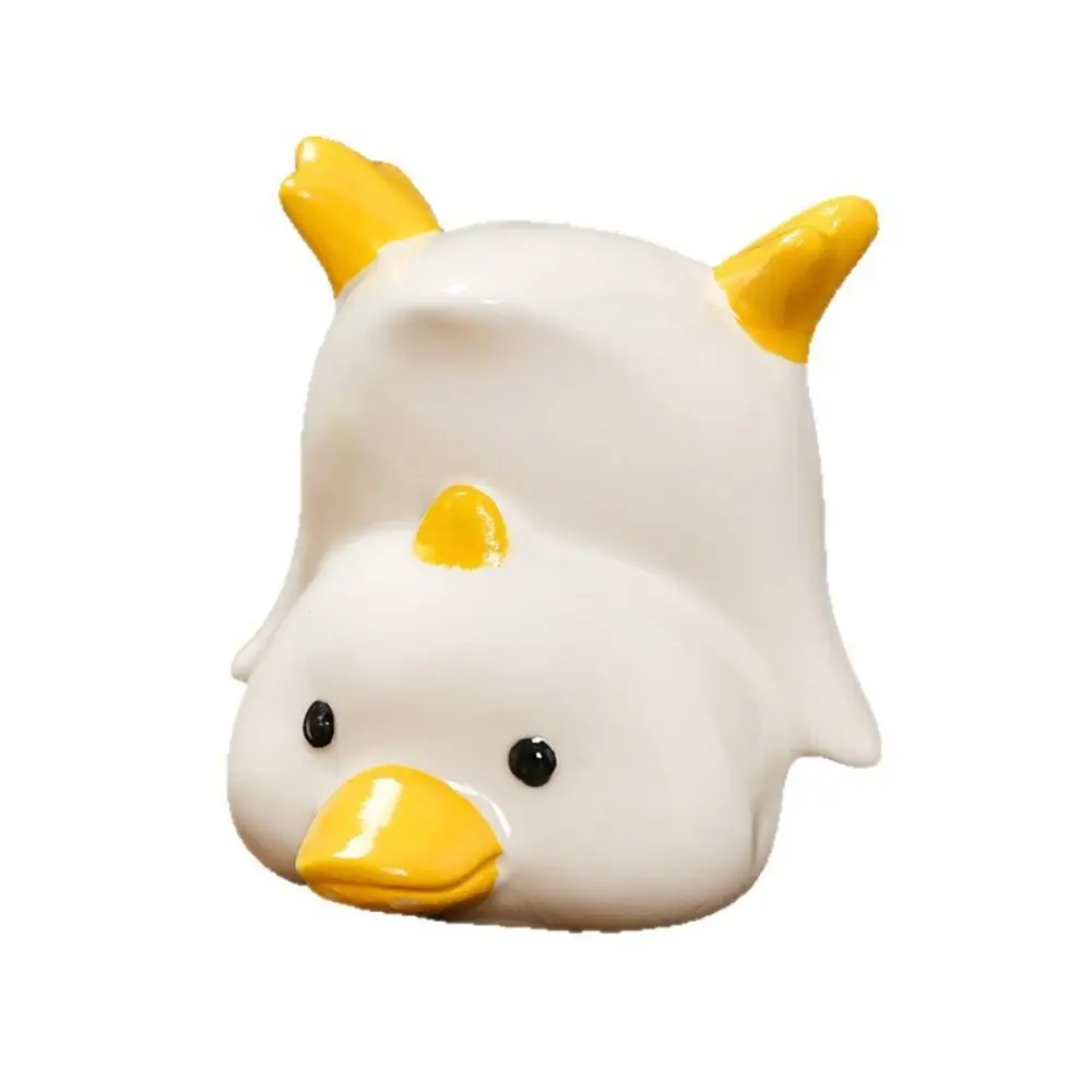 Yellow Ceramic Duck Figurine - Miniature Collectible Ornament & Decorative Craft