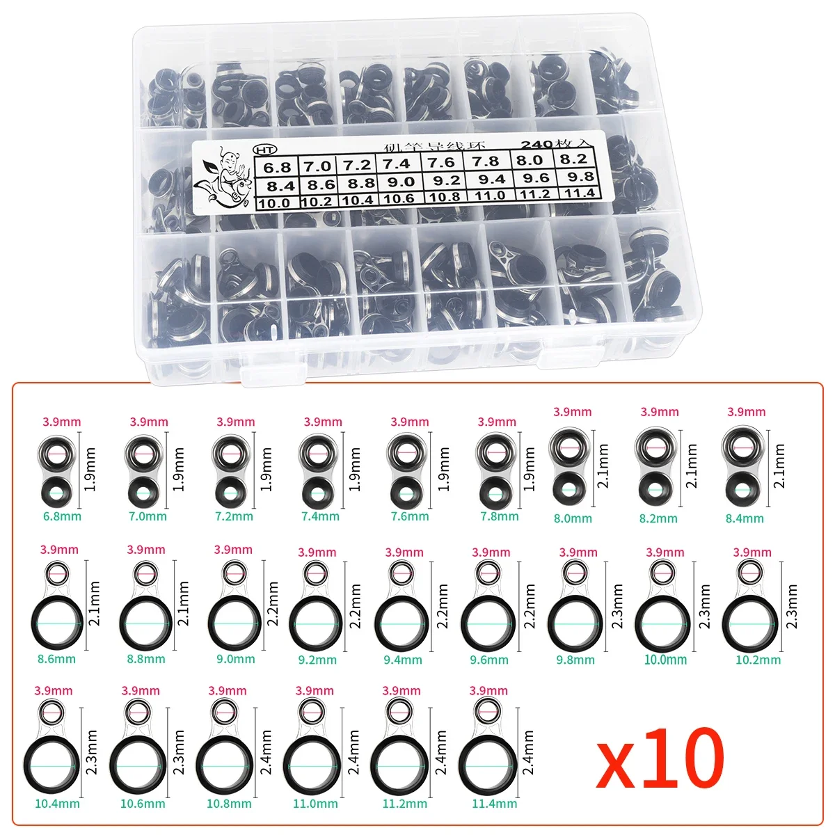 Fishing Rod Repair Kit with Mixed Size Guides and Tips