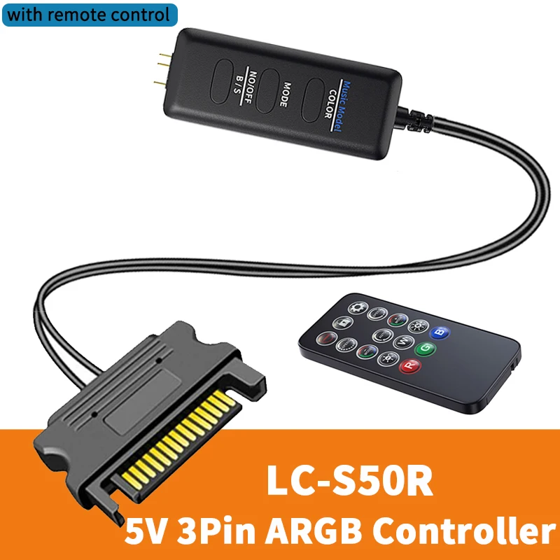 ตัวเลือกสินค้า SATA Extension Cable Light Controller พร้อม Remote Control สำหรับ PC และพัดลม