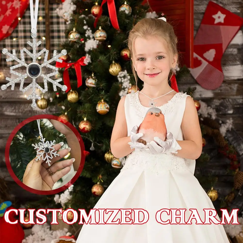 Photo Ornament for Christmas Tree Personalized Hanging Snowflake Projection Pendant Home Decor for Party Memorial Gifts