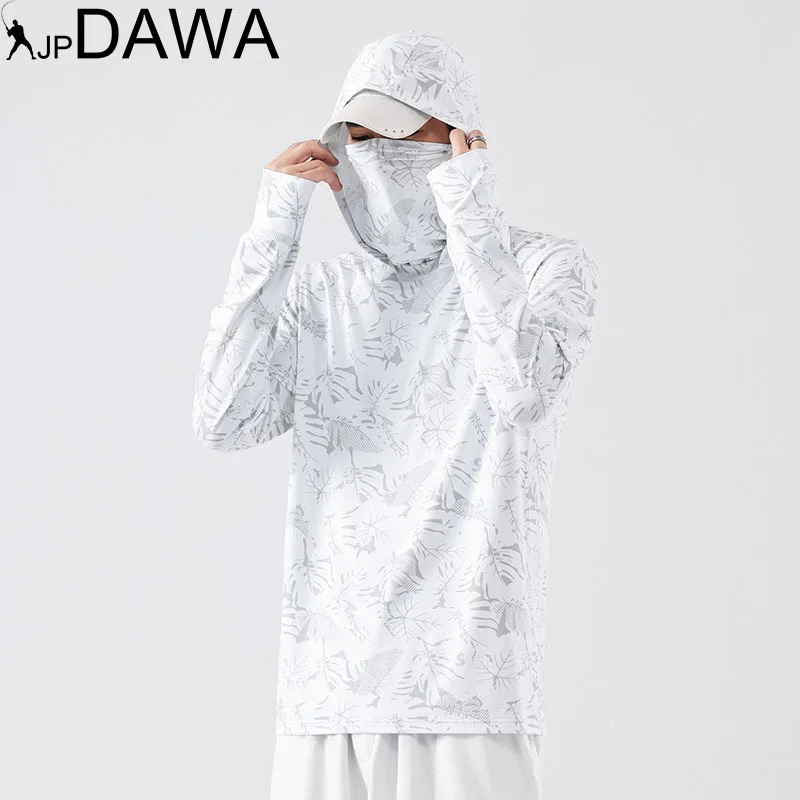 Summer Ultra-thin Elastic Covered Fishing Ice Silk Breathable Hiking Sun Protection Shirt Men's UV Resistant Fishing Suit JP DAWAsummer