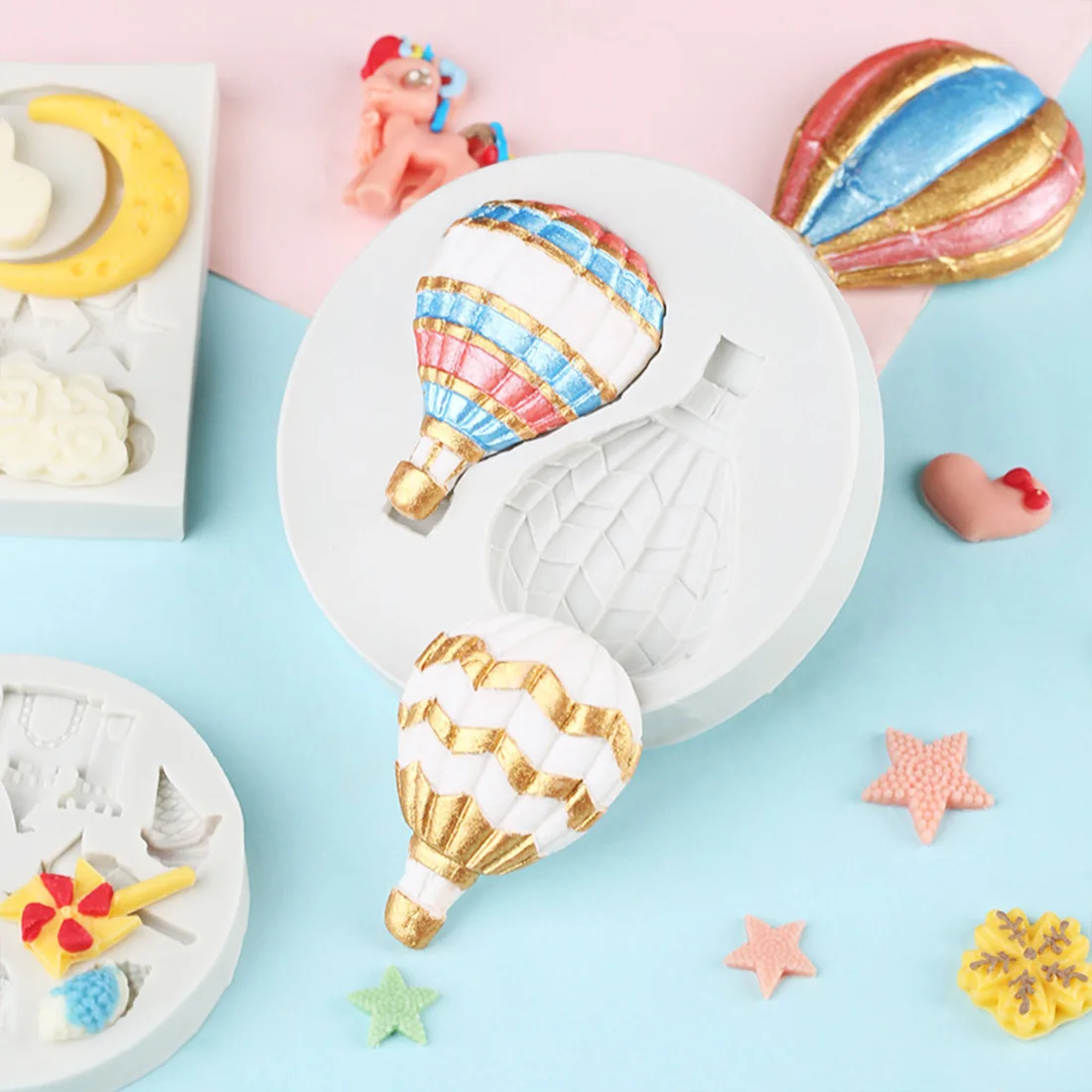 

Hot Air Balloon Silicone Mold Fondant Cake Decorating Tool Sugarcraft Chocolate Moulds Gumpaste Baking Cupcake Topper Resin Mold