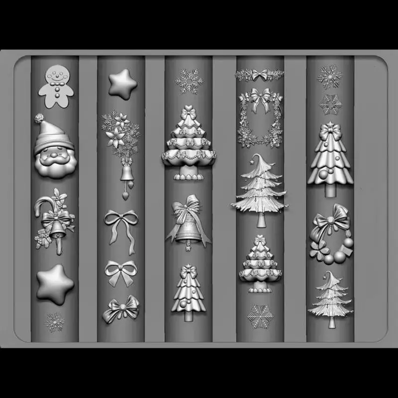 3D Silicone Nail Mold DIY Christmas Tree Snowman Gingerbread Man Transparent Template Nail Art Decorations Manicure Design Tool